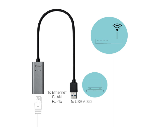 i-tec Adapter USB 3.0 Metal LAN RJ-45 10/100/1000 Mb/s - 456376 - zdjęcie 3
